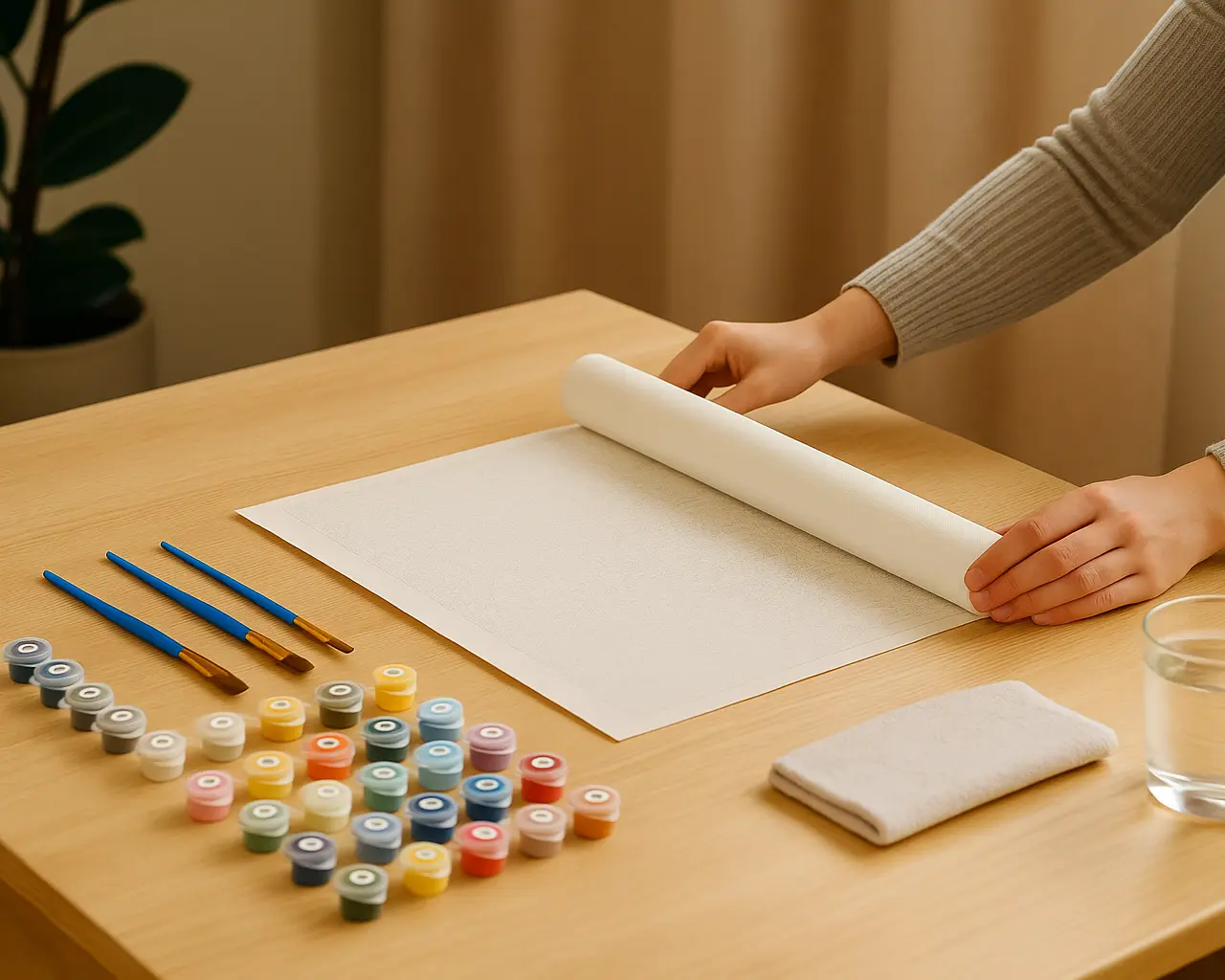 Table arrangement for DIY painting